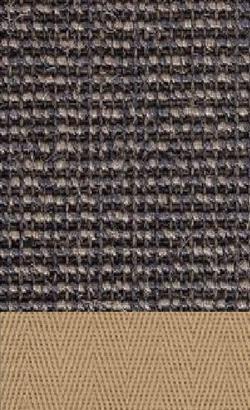 Sisal Salvador dunkelgrau 042 tæppe med kantbånd i beige 002